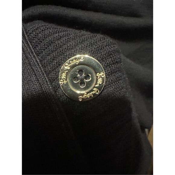 Beautiful Lilly Pulitzer Ramona Fringe Sweater Black Gold Buttons Cotton Blend S - Picture 15 of 16